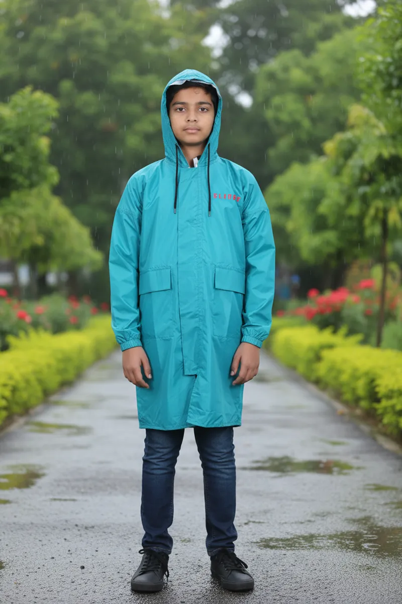 Solid Rain Coat for Boy 023542GRE1112YRS