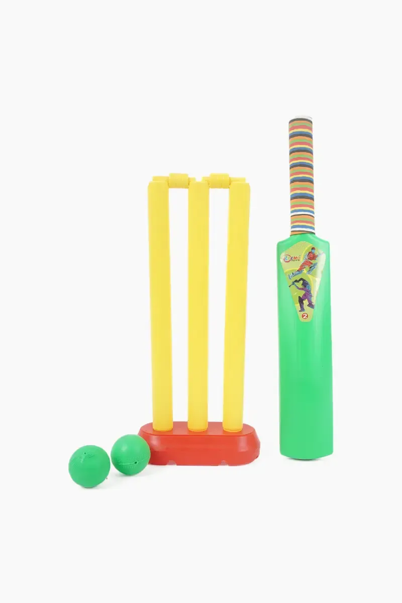 Leemo Plastic Cricket Play Kit For Kids (Green) - 4 Pcs 023567GRE