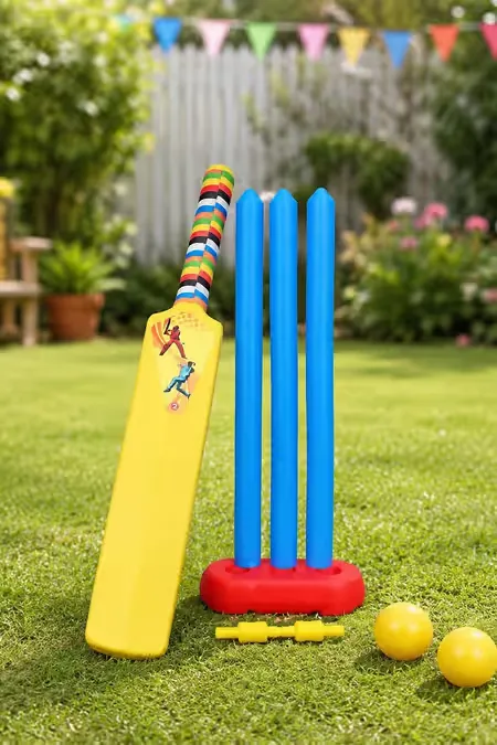 Leemo Plastic Cricket Play Kit For Kids (Yellow) - 4 Pcs 023567YEL