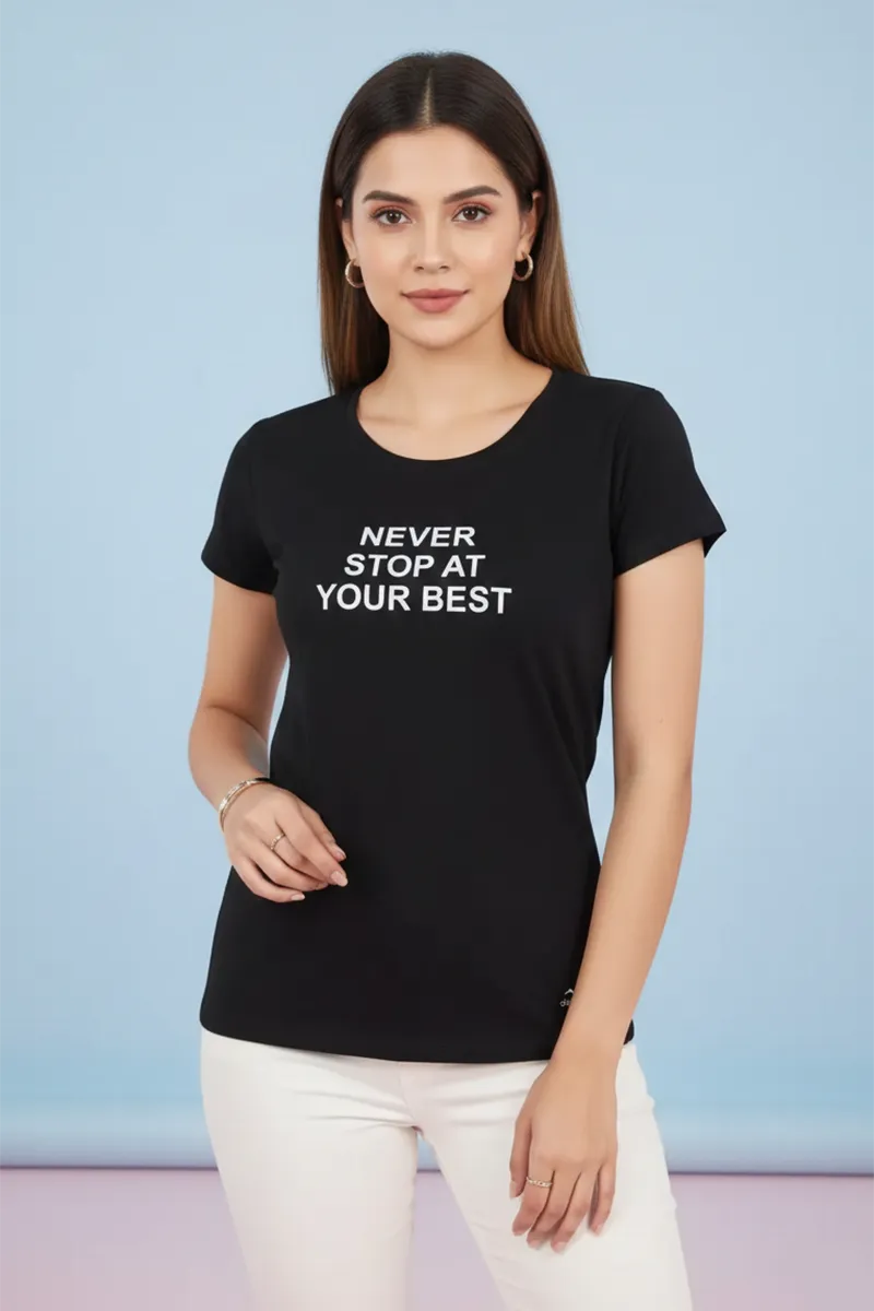 Typographic Printed T-Shirt for Women 023863XXLBLA