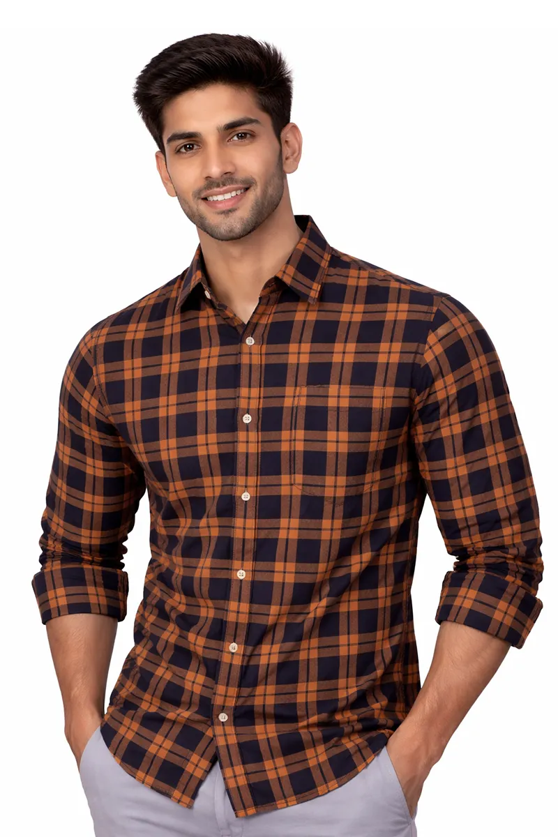 Men's Cotton Checked Casual Shirt