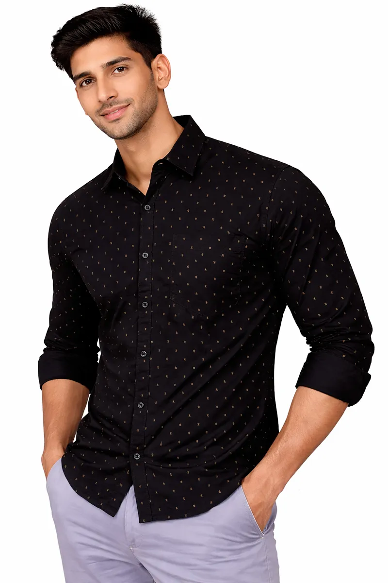 Men's Cotton Printed Casual Shirt 023932BLAXXL