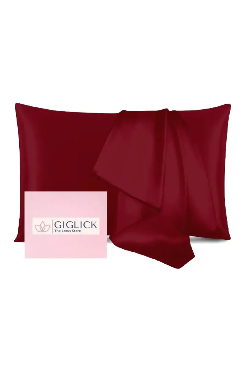 Satin Pillow Covers by Giglick, 2 Pcs – 68 x 43cm (Maroon) 02399568X43CMAR