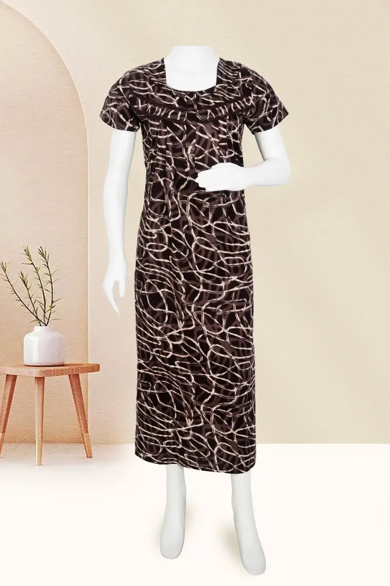 Cotton Abstract Printed Nighty for Women 024053BROM