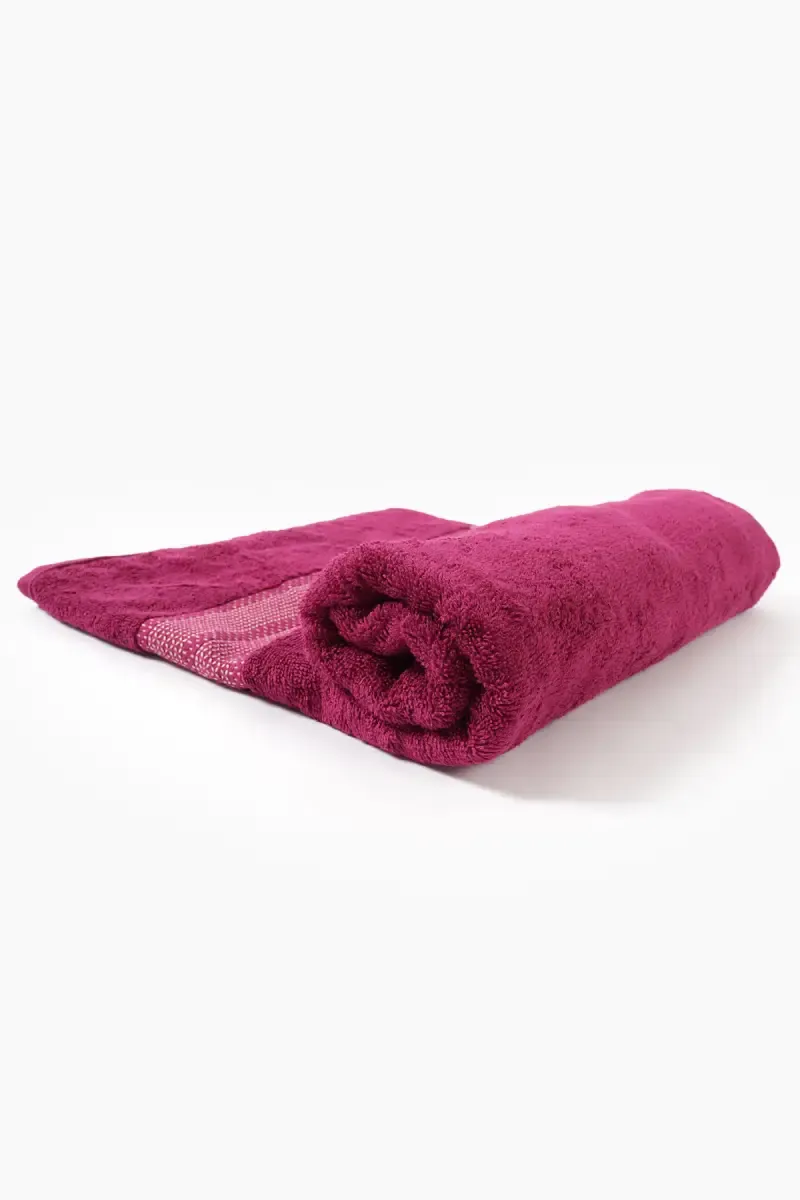 Turkish Cotton Bath Towel, 1 Pc - 70 x 140 Cm (Burgundy) 024146BUR1