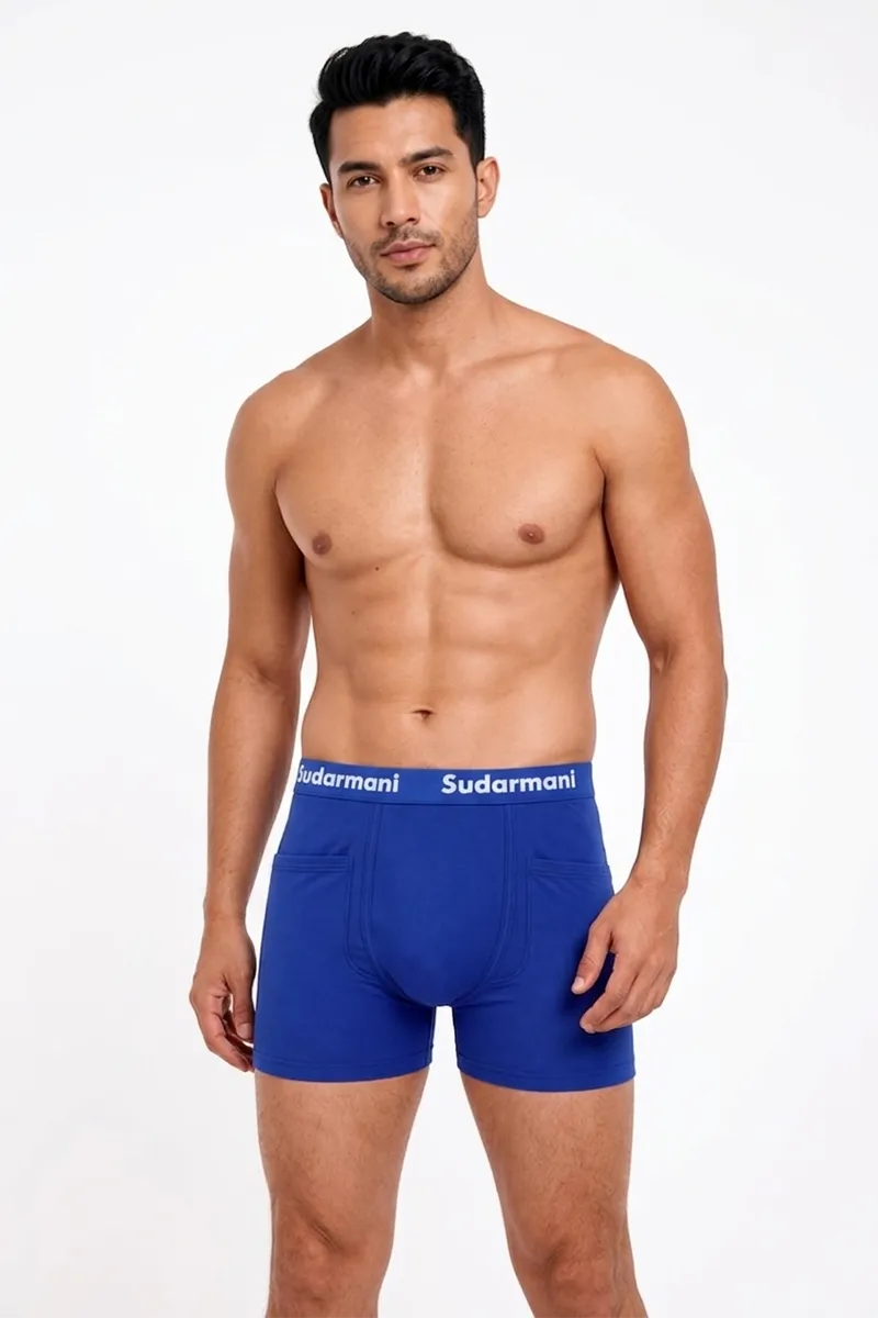 Cotton Trunks for Men 024157BLU85