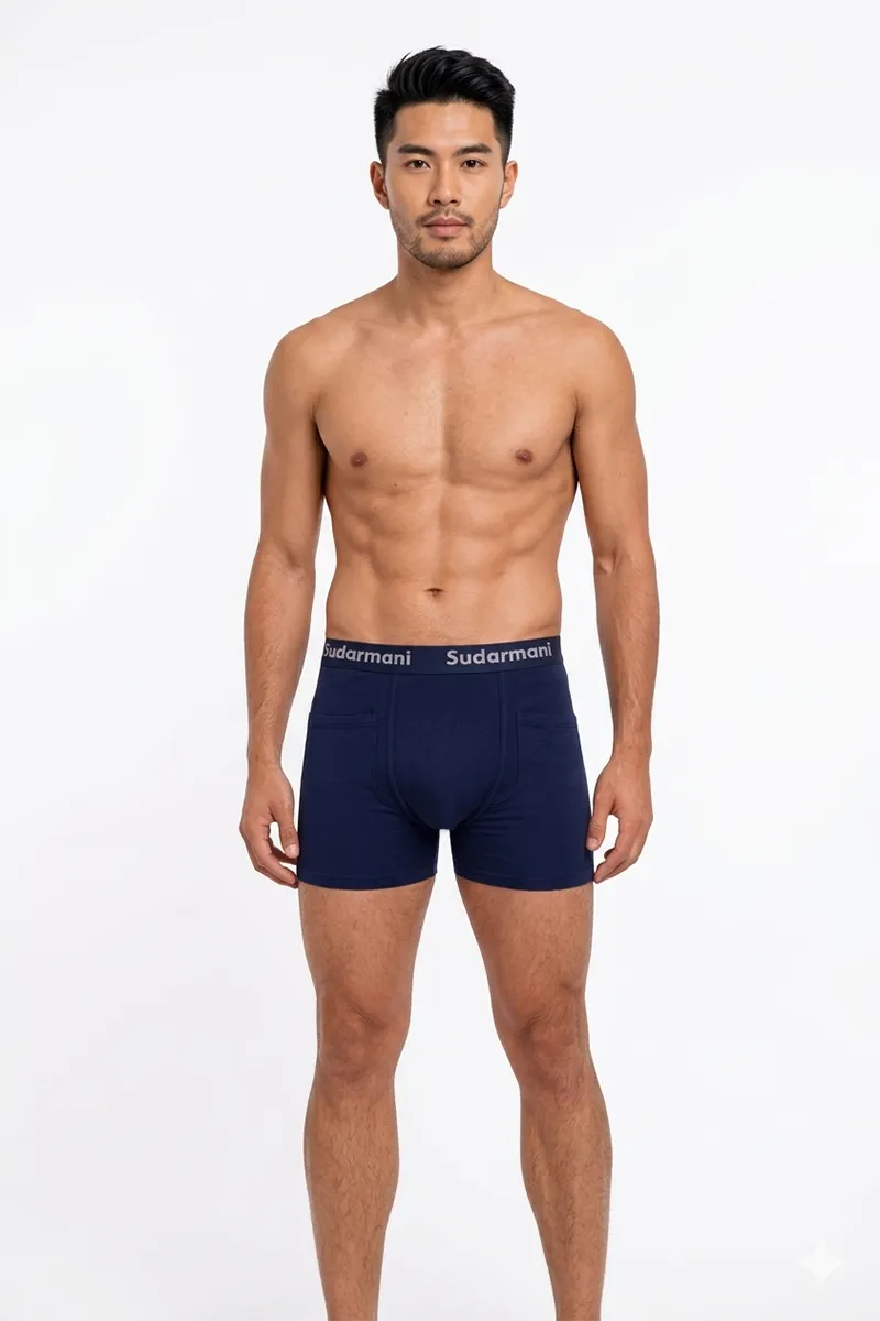 Cotton Trunks for Men 024157NAVBLU90
