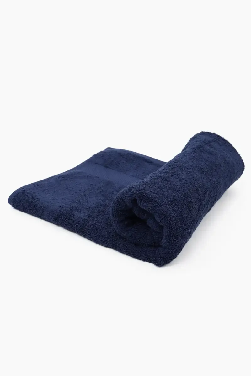 Turkish Cotton Bath Towel, 1 Pc - 70 x 140 Cm (Navy Blue)