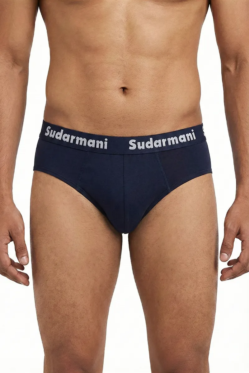 Cotton Solid Briefs for Men 02416775NAVBLU