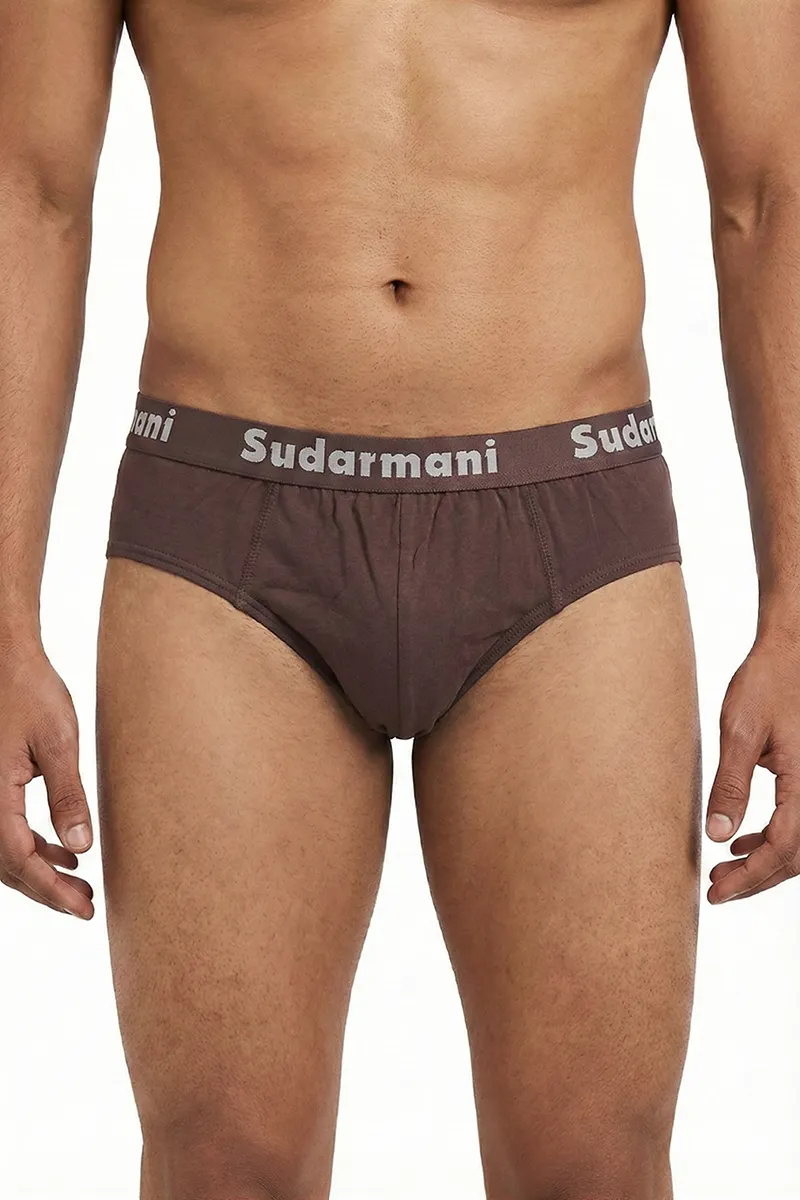 Cotton Solid Briefs for Men 02416780BRO