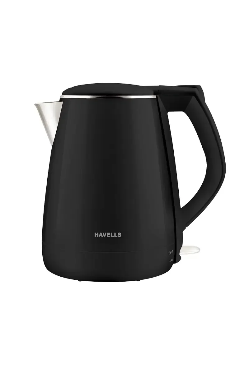 Havells Aqua Plus 1.2 Ltr Stainless Steel Electric Kettle with Auto Shut Off, Wider Mouth (Black)