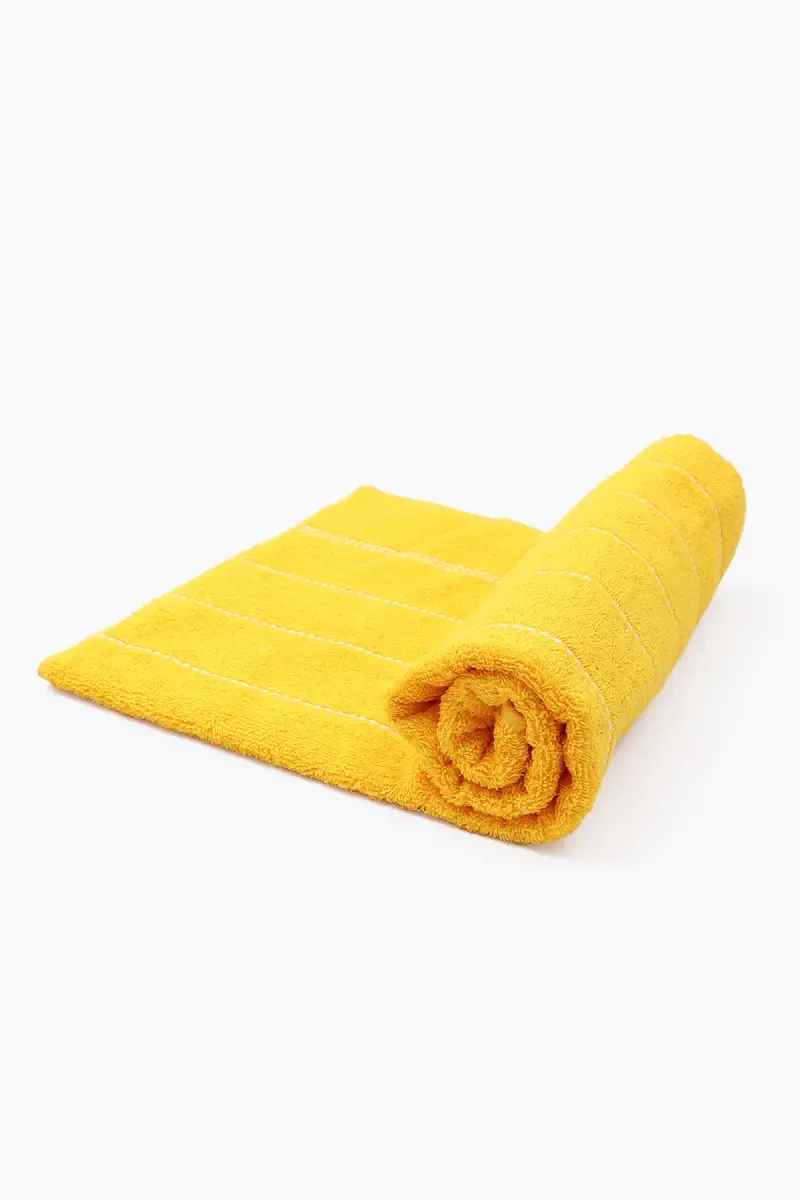 Turkish Cotton Bath Towel, 1 Pc - 70 x 140 Cm (Yellow)