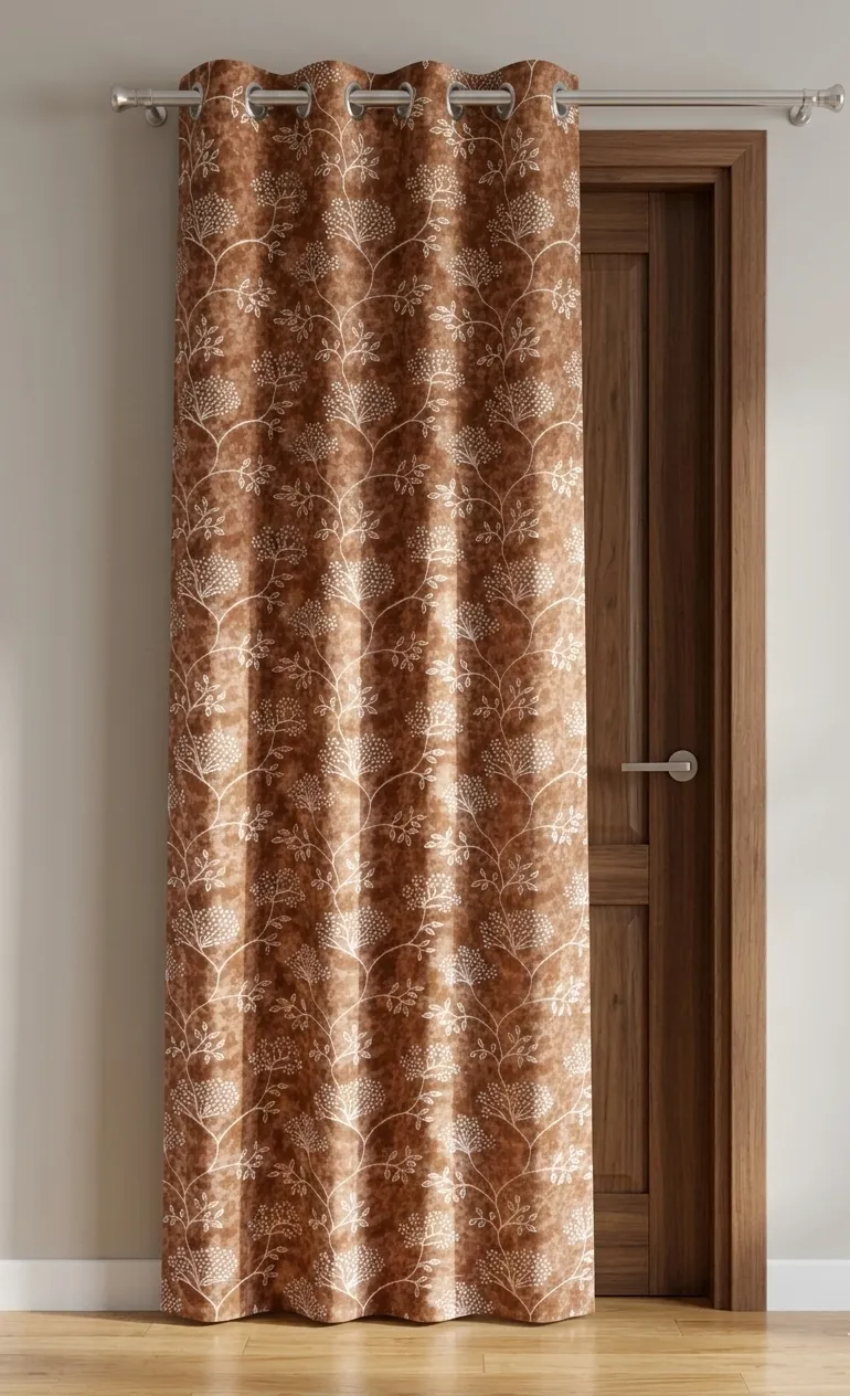 Printed Polyester Blackout Curtain with Eyelet rings for Door - 7 Feet 024412DOO(7FEECOF2