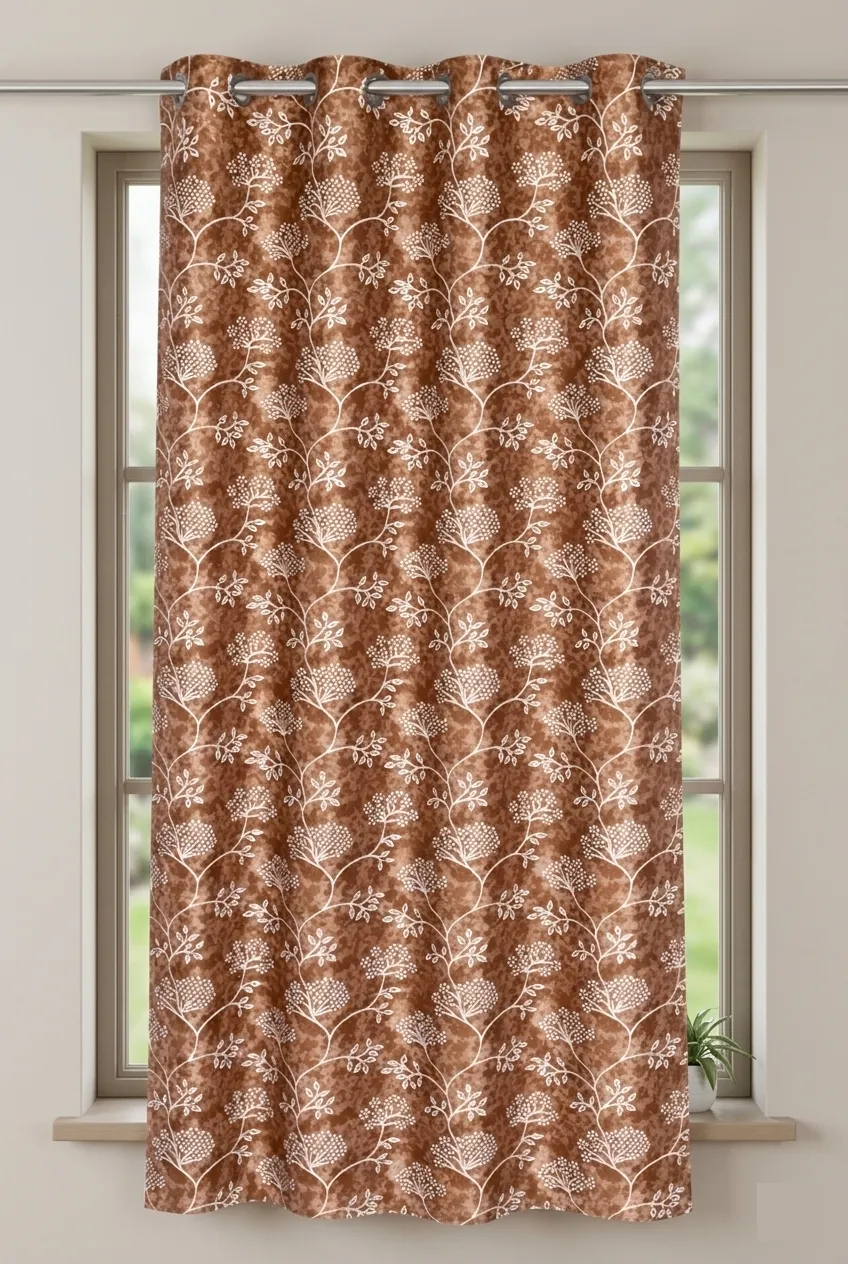 Printed Polyester Blackout Curtain with Eyelet rings for Window - 5 Feet 024412WIN(5FEECOF