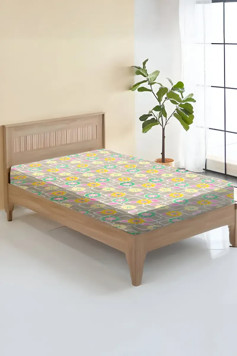 Cotton Blend Zipper Bed Cover, Floral Printed - 1 Pc