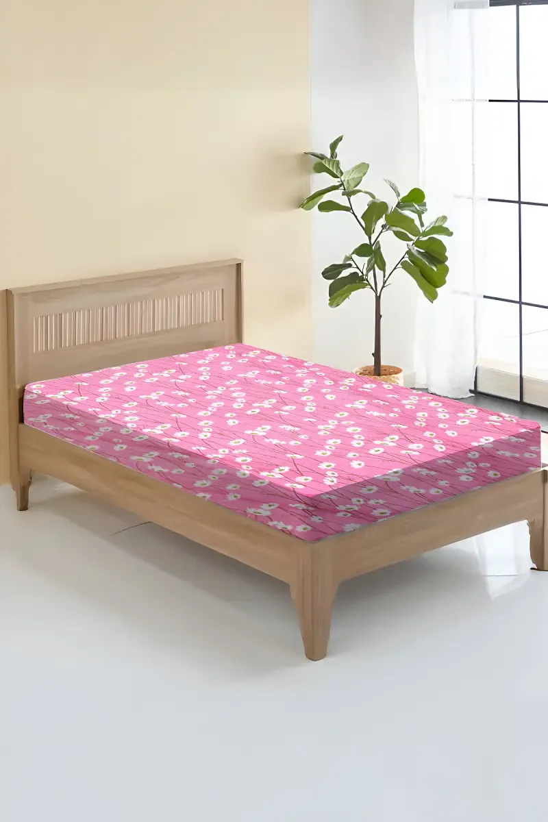 Cotton Blend Zipper Bed Cover, Floral Printed - 1 Pc 024424SINPIN2