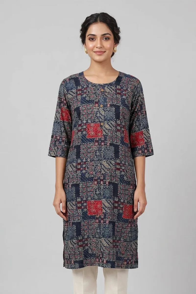Cotton Blend Printed Kurti for Women
