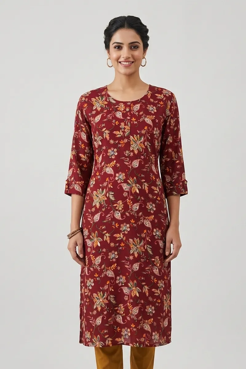 Cotton Blend Printed Kurti for Women 
