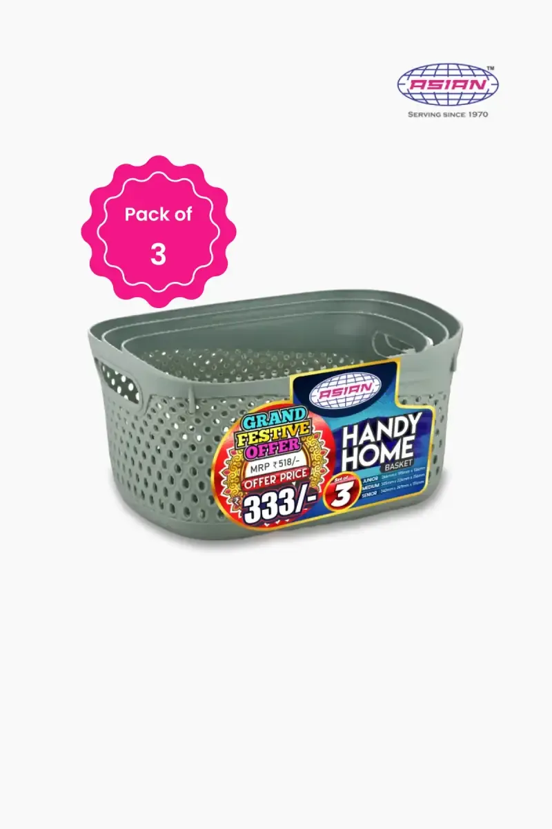 Asian Polypropylene Storage Baskets - Set of 3