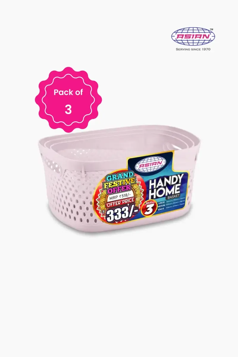 Asian Polypropylene Storage Baskets - Set of 3