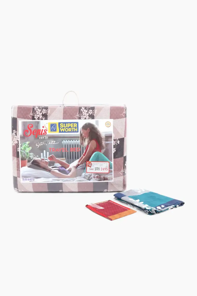 Super Worth Basics Travel Bed Set, Printed - 4 Pcs