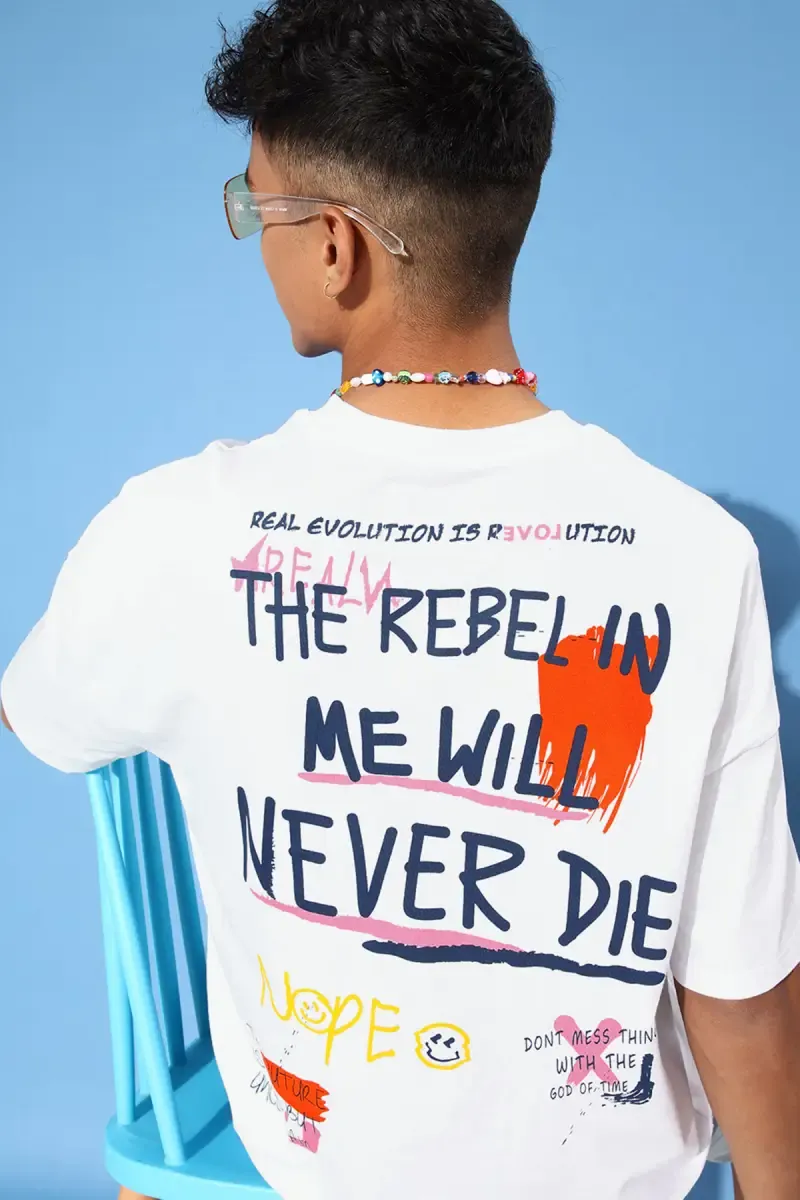 Men's Cotton Printed Oversized T-shirt 024724XLWHI
