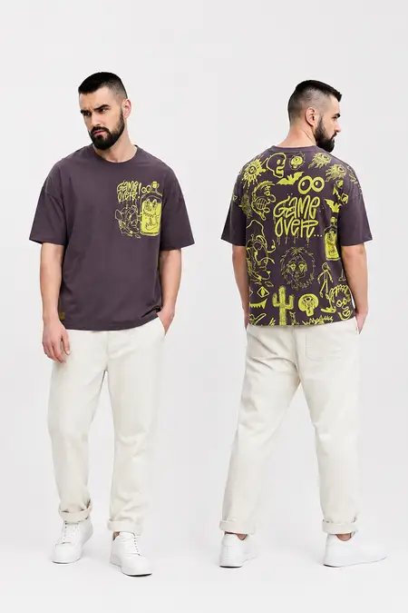 Men's Cotton Printed Oversized T-shirt 024728XXLCHOBRO