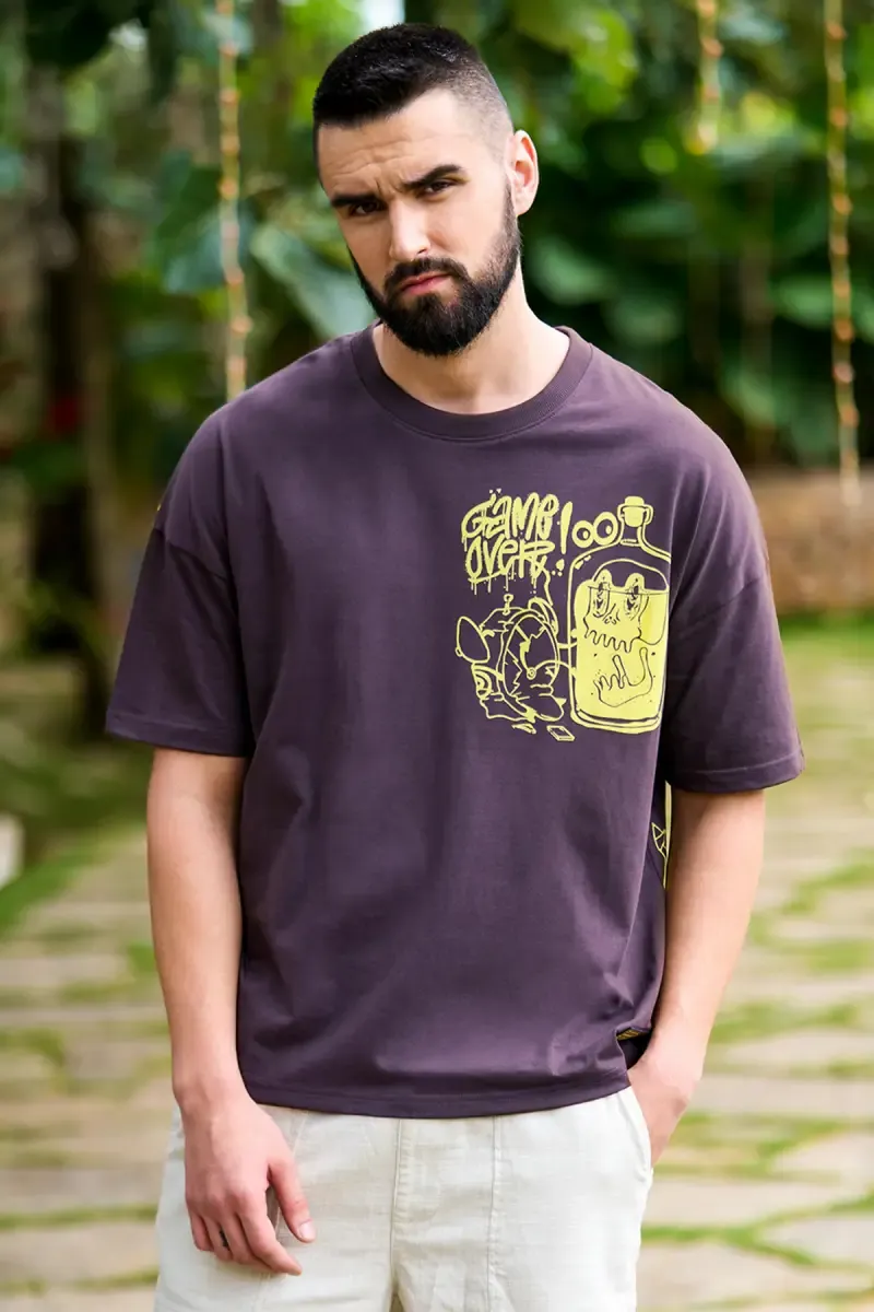 Men's Cotton Printed Oversized T-shirt 024728XLCHOBRO