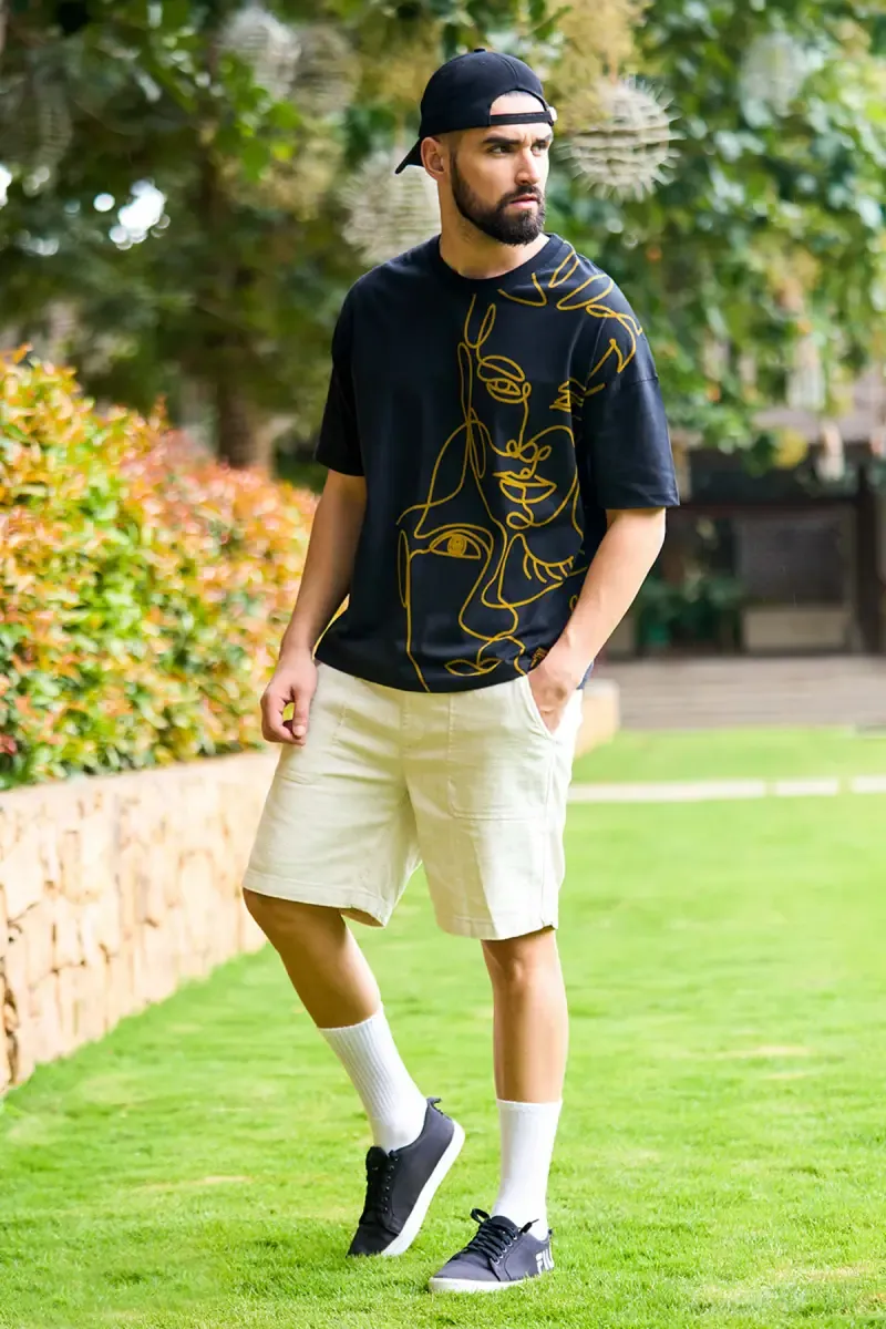 Printed Oversized T-shirt for Men 024733XLBLA