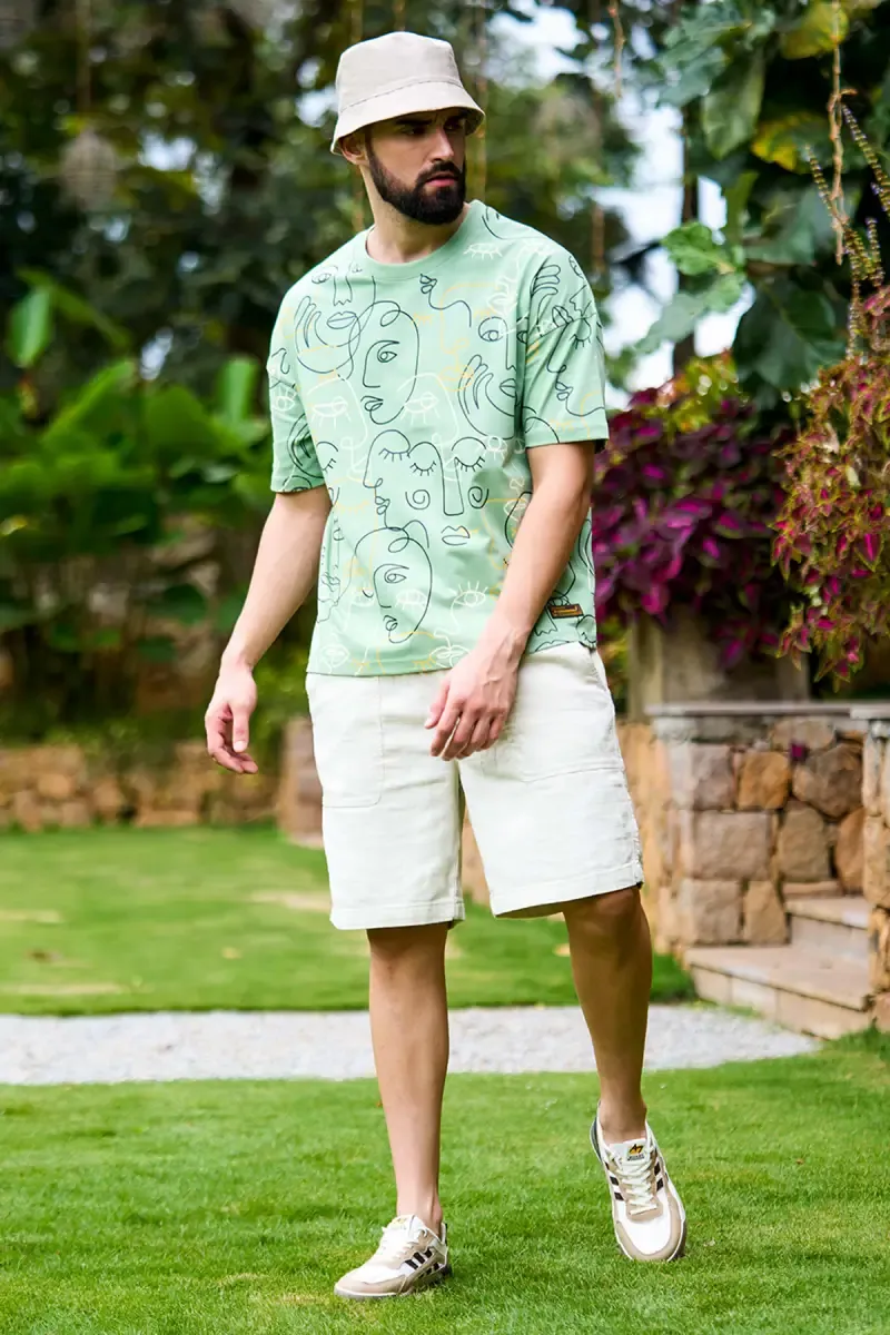 Graphic Print Oversized T-shirt for Men 024735XXLGRE