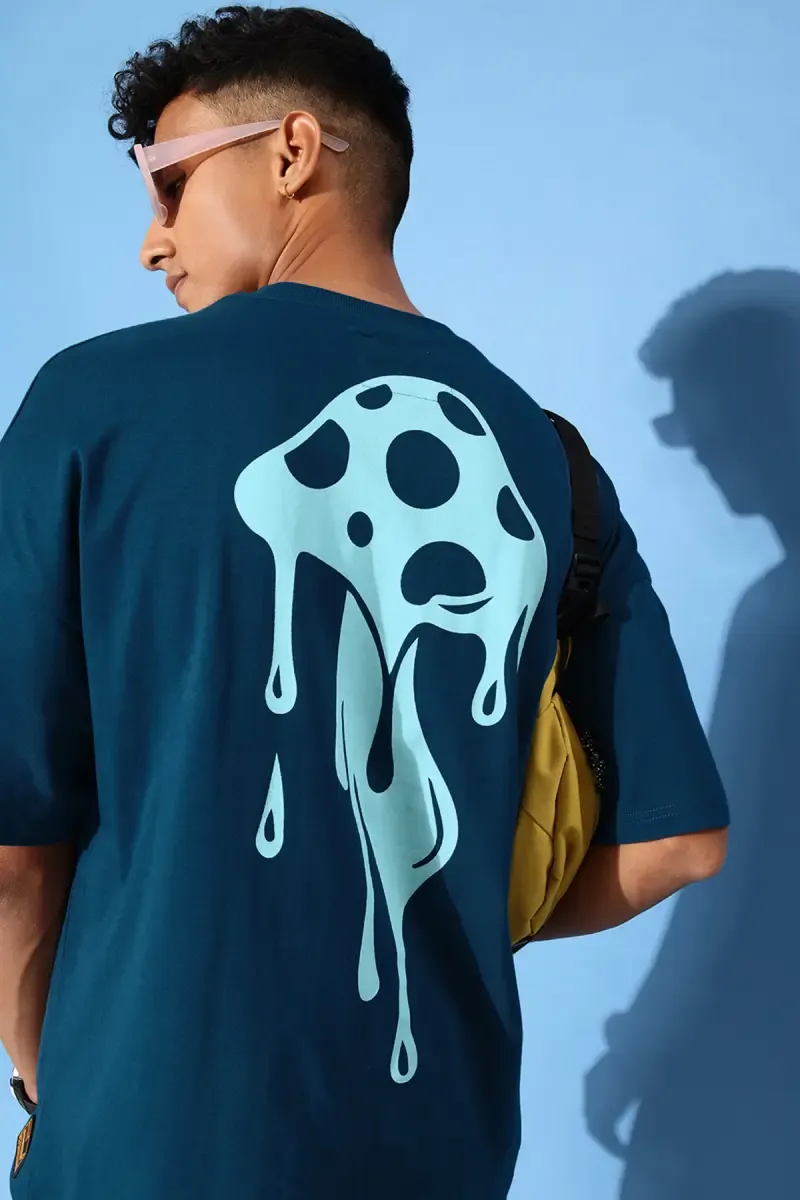 Men's Printed Oversized T-shirt 024737MBLU