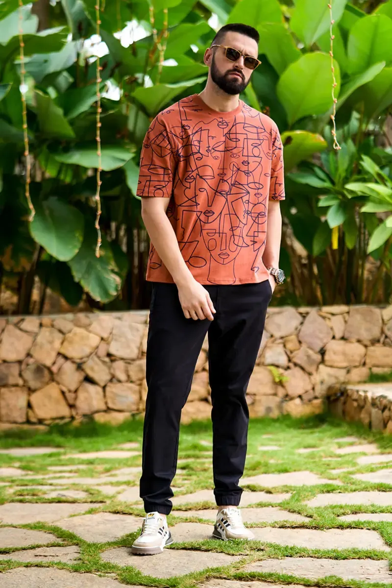 Men's Printed Oversized Casual T-shirt 024744XLBRO