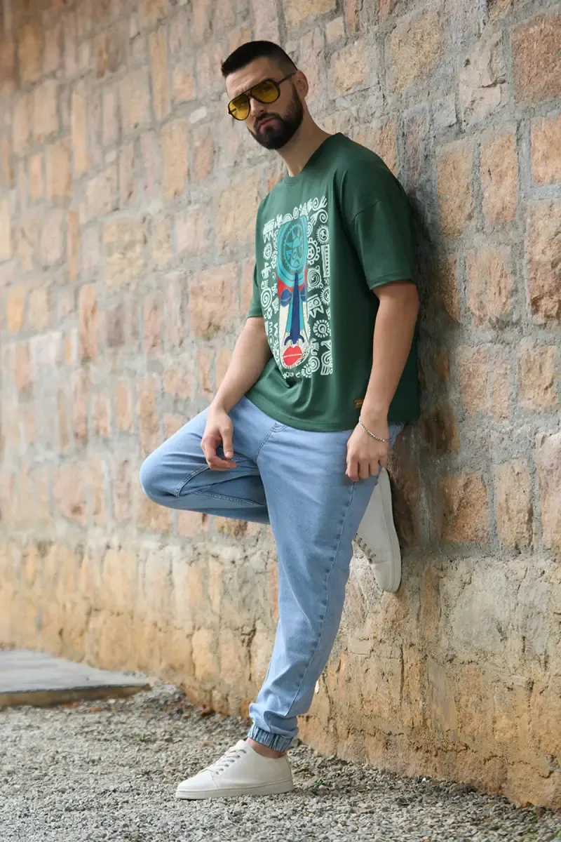 Cotton Printed Oversized T-shirt for Men 024748MDARGRE