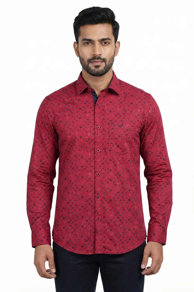 Geometric Printed Cotton Shirt for Men 024792MARXXL