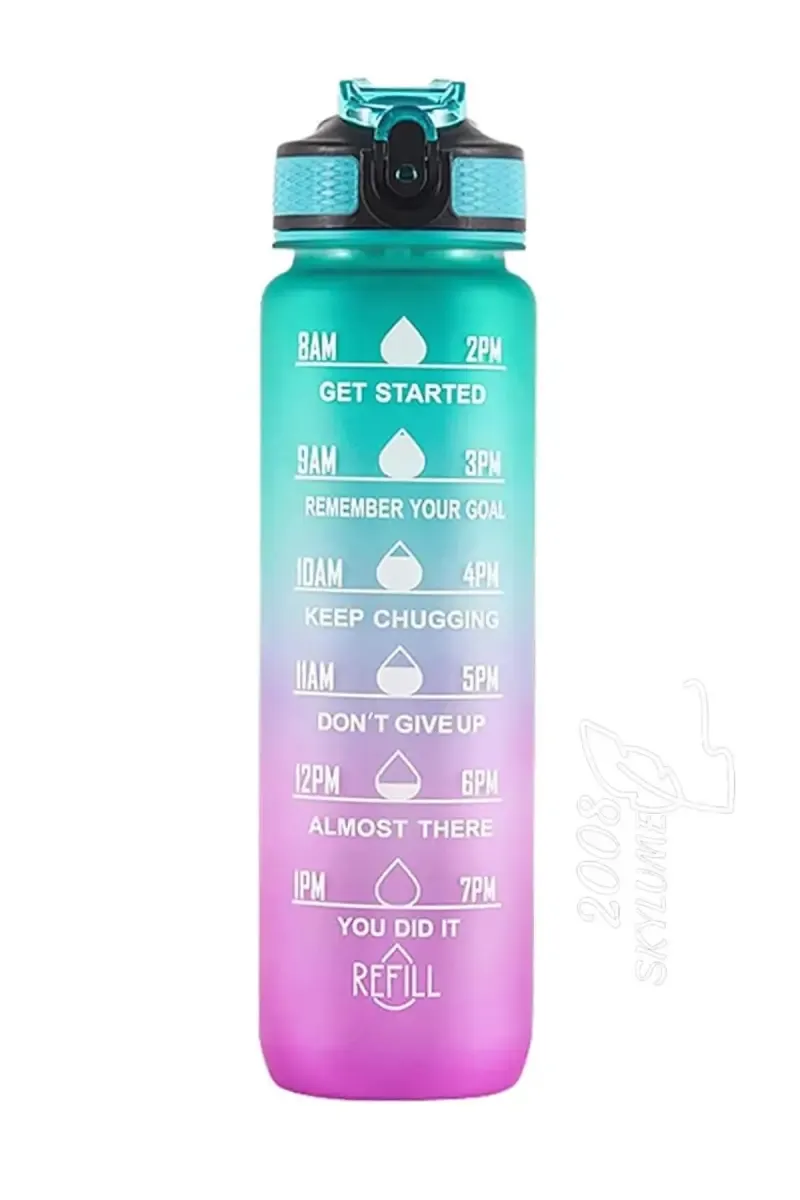 Plastic Sipper Water Bottle - 1000 ml (Green-Lavender)