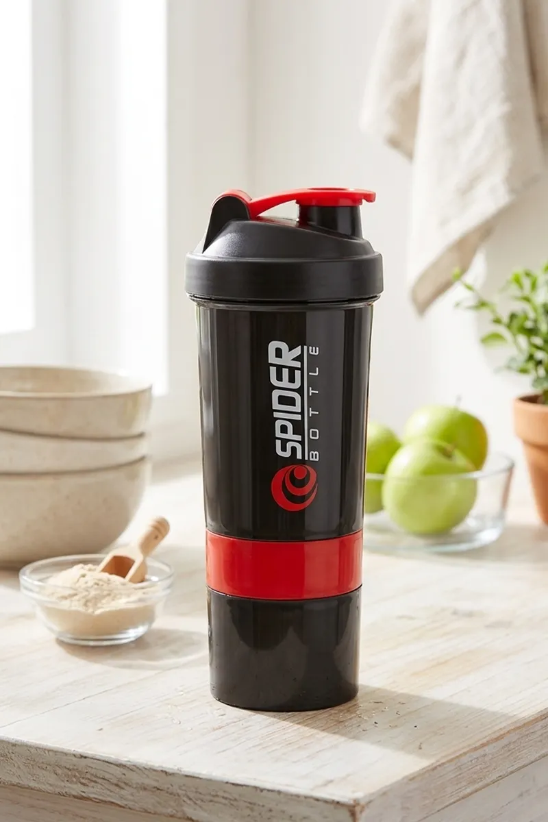 Spider Plastic Shaker Bottle (Black-Red) - 500 ml 024809BLA4
