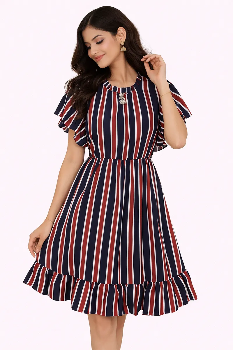 Georgette Striped Western Dress for Women