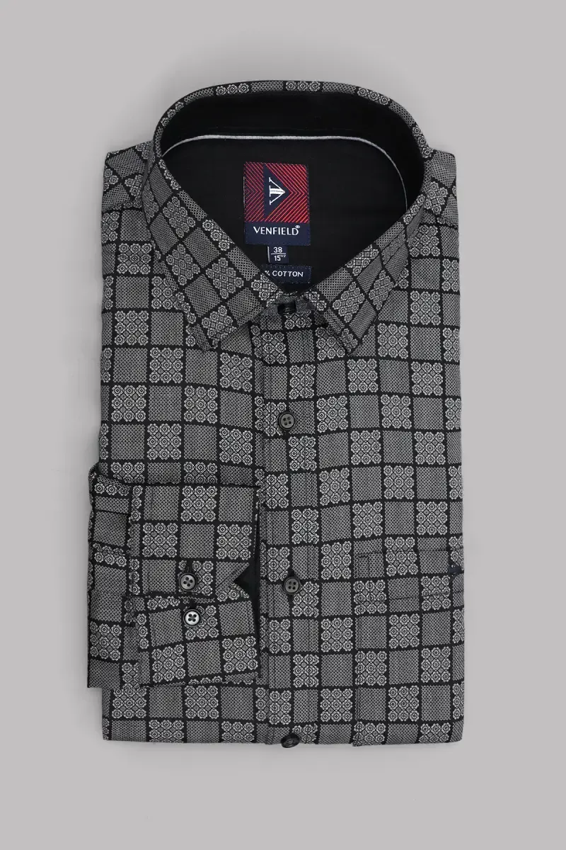 Men's Cotton Printed Casual Shirt 024839BLAXXL