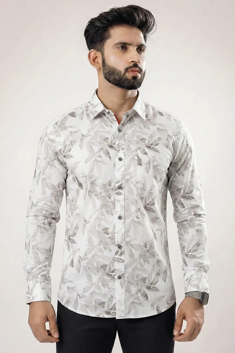 Men's Cotton Botanical Printed Shirt 024842BROM