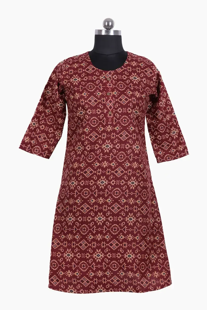 Cotton Printed A-Line Kurti for Women 024876XLMAR