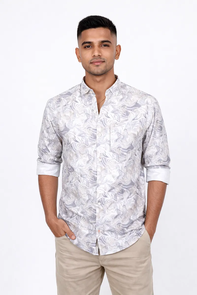 Abstract Cotton Lycra Casual Shirt