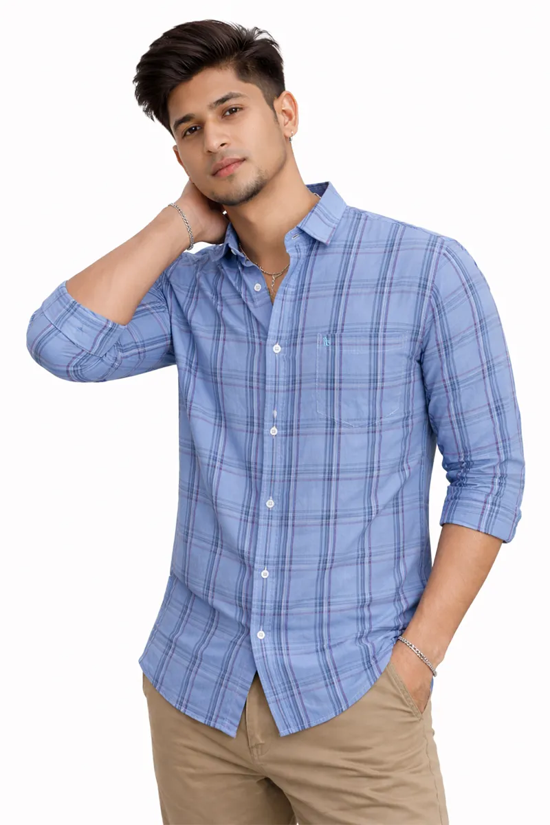 Men's Cotton Casual Shirt with Tartan Checks