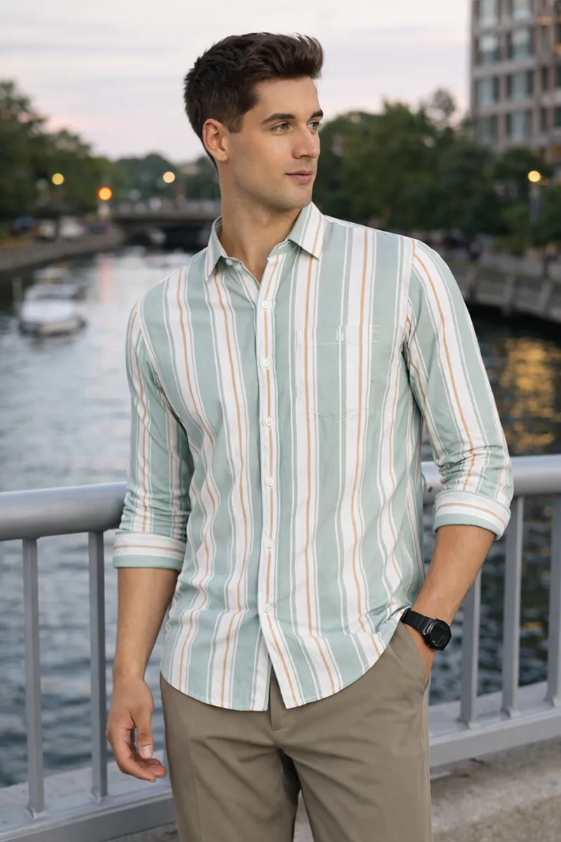 Slim Fit Cotton Casual Shirt for Men 024985GREL
