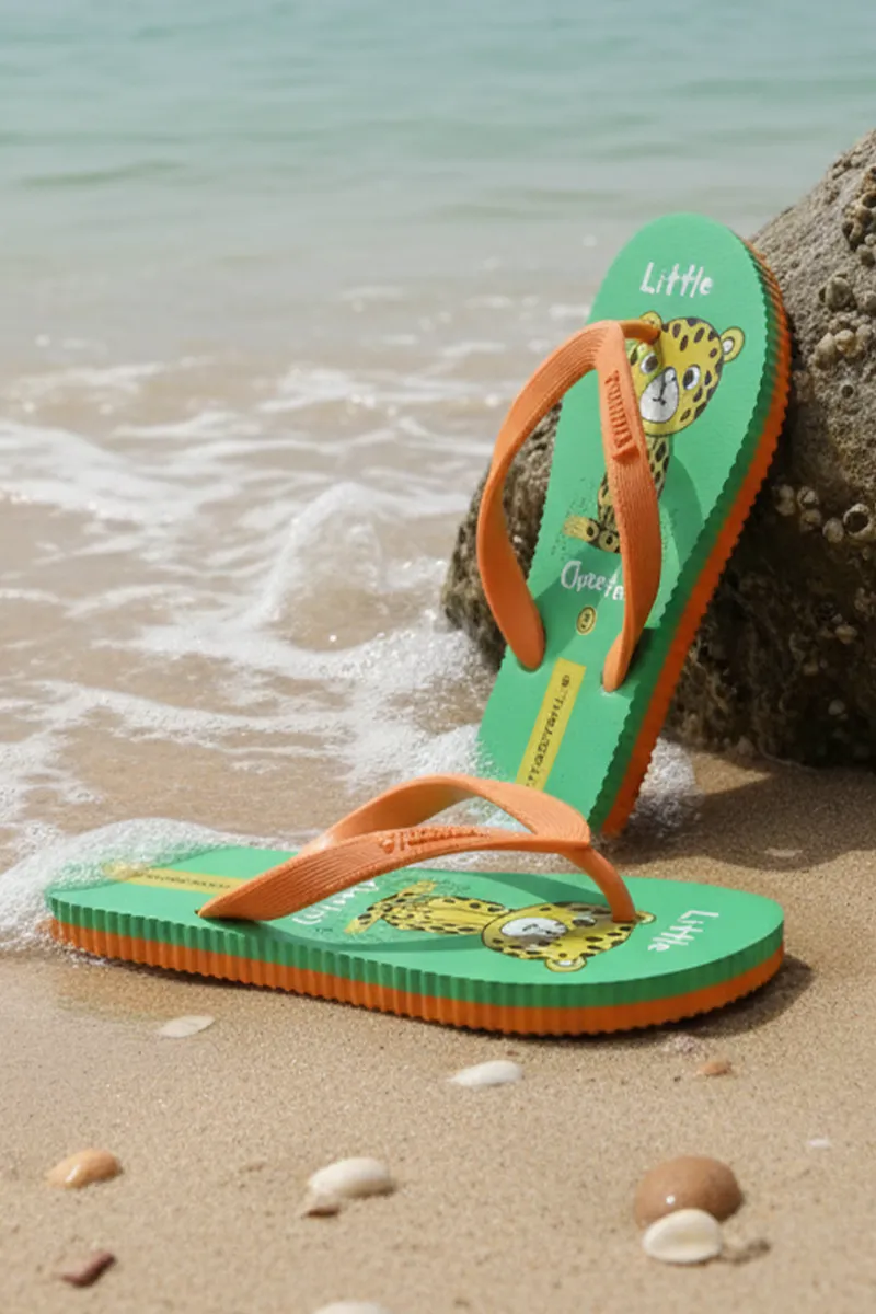 Kid's Cheetah Printed Casual Flip Flops 0249979YRSGRE