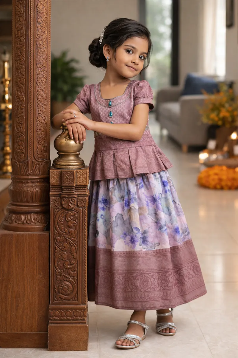 Girl's Art Silk Woven Design Pattu Pavadai