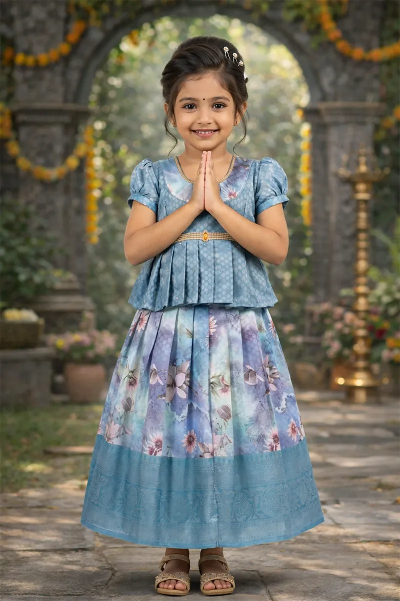 Girl's Art Silk Woven Design Pattu Pavadai