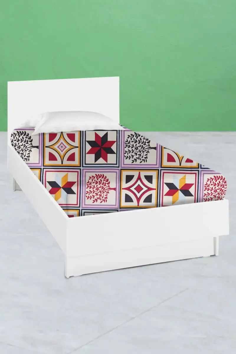 Cotton Blend Single Size Bedsheet, Floral Printed  – 1 Pc 025156SINCRE&MUL