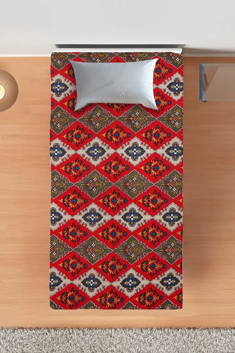 Cotton Blend Single Size Bedsheet, Floral Printed – 1 Pc 025162SINRED