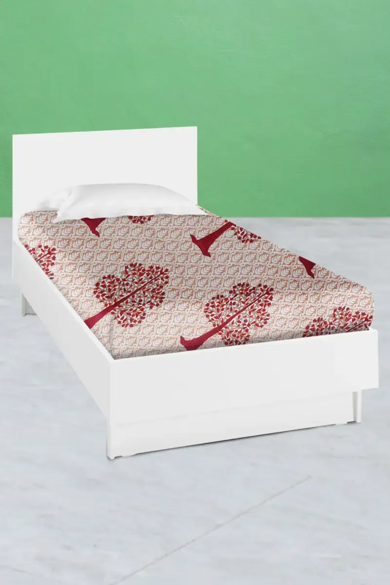 Cotton Blend Printed Single Size Bedsheet - 1 Pc