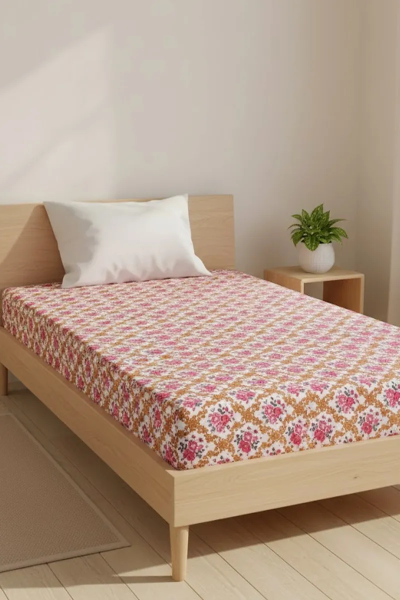 Cotton Blend Printed Single Size Bedsheet - 1 Pc